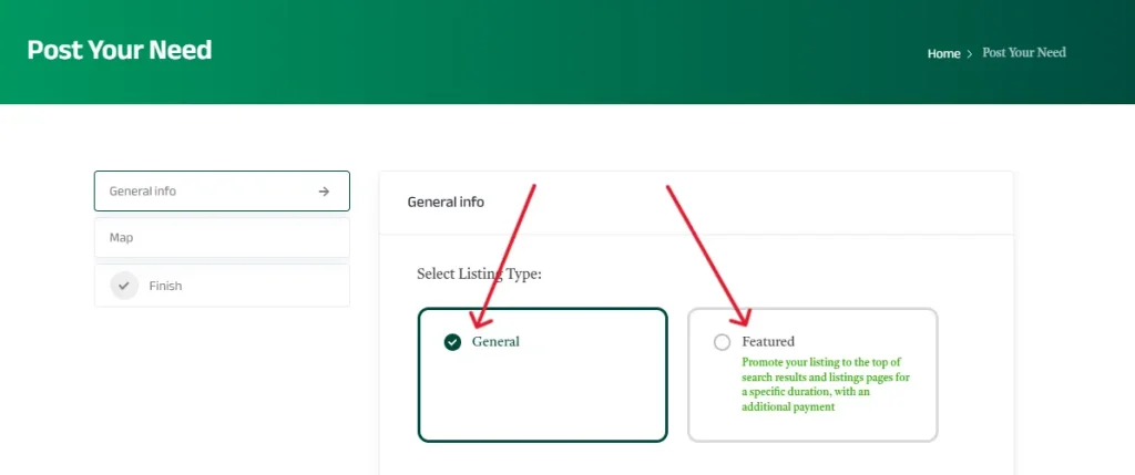 listing type